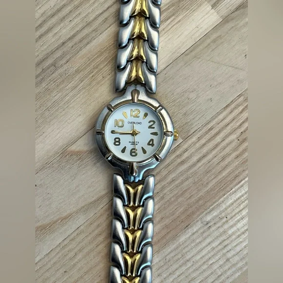 Overload Ladies Watch Two Tone Stainless Weave Bracelet White Dial - Picture 3 of 9